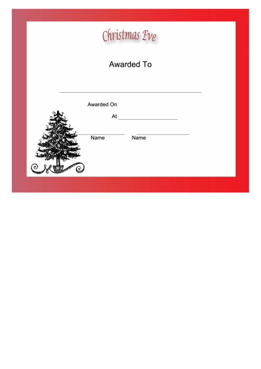 Christmas Eve Holiday Certificate Template Printable pdf