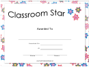 Classroom Star Certificate