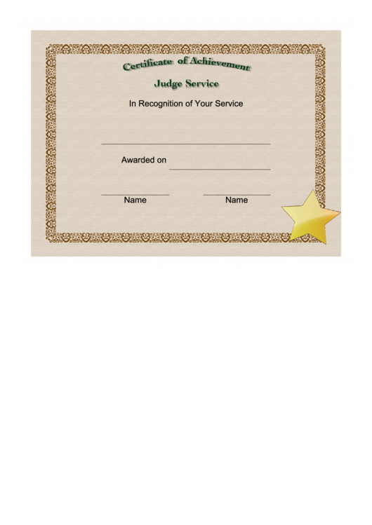 Judge Service Certificate
