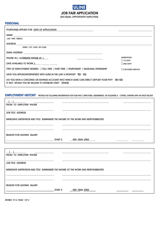Job Fair Application Form Printable pdf