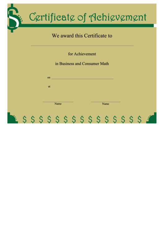 Certificate Of Achievement Printable pdf