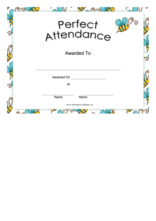 Perfect Attendance Printable pdf