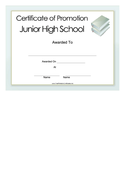 Promotion Junior High Certificate Printable pdf