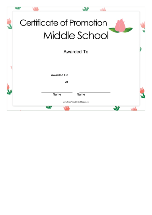Promotion Middle School Certificate Printable pdf