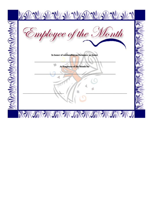 Employee Of The Month Certificate Template Printable pdf