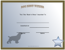 Dog Show Winner Certificate