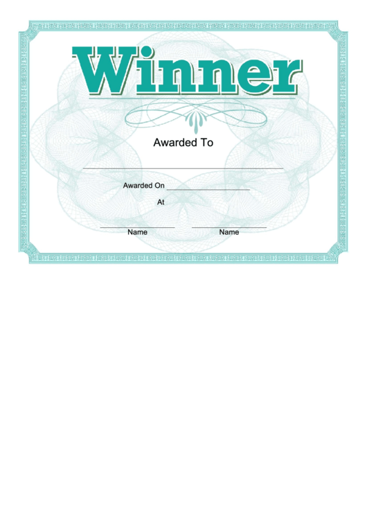 Winner Certificate Printable pdf