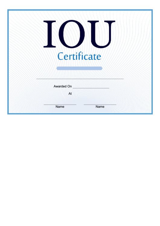 Iou Certificate printable pdf download