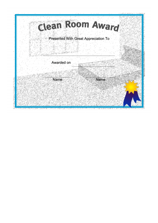Clean Room Certificate Printable pdf