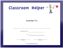 Classroom Helper Boy Certificate