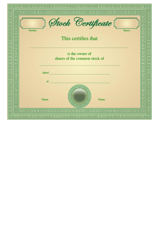 Stock Certificate Template Printable pdf