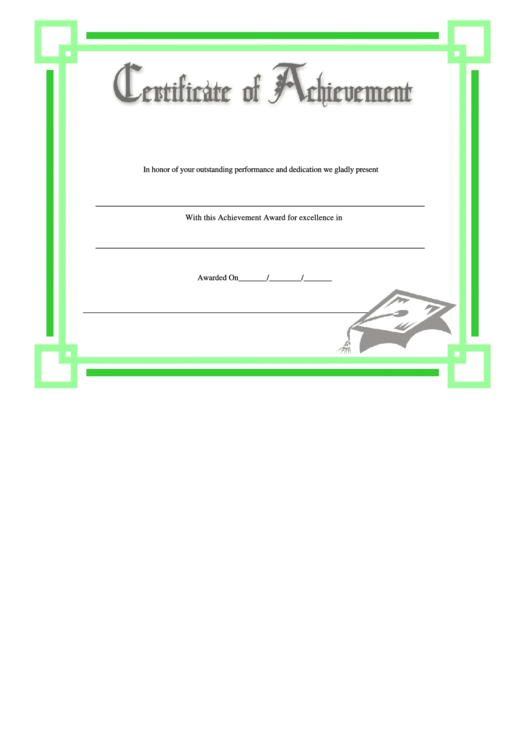 Certificate Of Achievement - Green Printable pdf