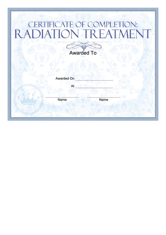 Radiation Treatment Certificate Printable pdf