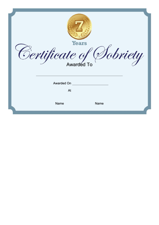 7 Years Sober Certificate Printable pdf