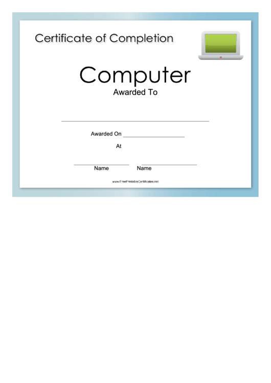 Computer Certificate Printable pdf