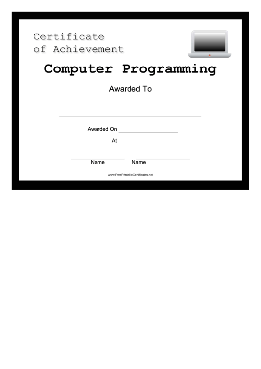 Computer Programming Certificate Printable pdf