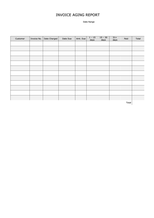 Invoice Aging Report Template Printable pdf