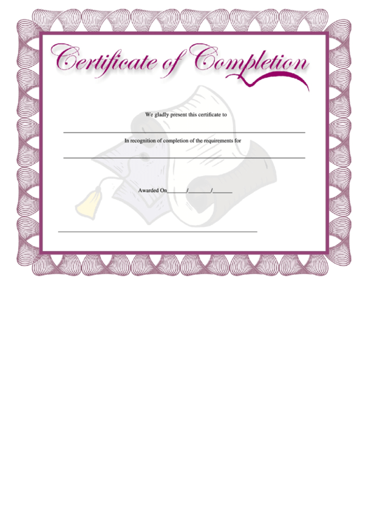 Lilac Certificate Of Completion Template Printable pdf