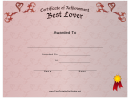 Best Lover Certificate