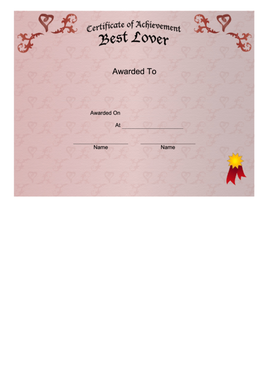Best Lover Certificate Printable pdf