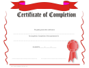Red Certificate Of Completion Template