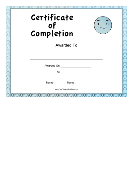 Blue Certificate Of Completion Template Printable pdf