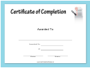 Blue Certificate Of Completion Template