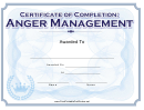 Anger Management Certificate Of Completion Template