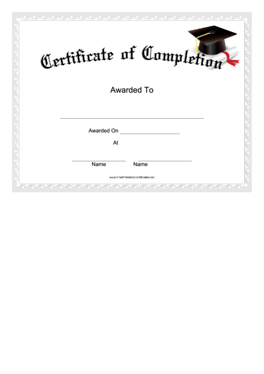 Course Certificate Of Completion Template printable pdf download
