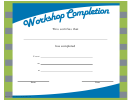 Workshop Certificate Of Completion Template