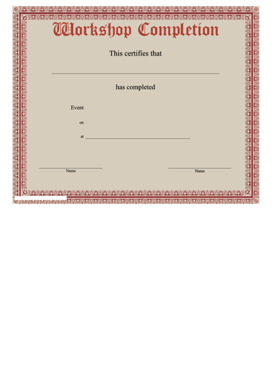 Gothic Workshop Certificate Of Completion Template Printable pdf
