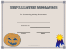 Best Halloween Decorations Certificate