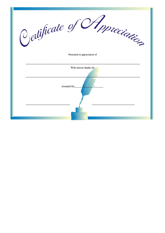 Appreciation Certificate Template Printable pdf