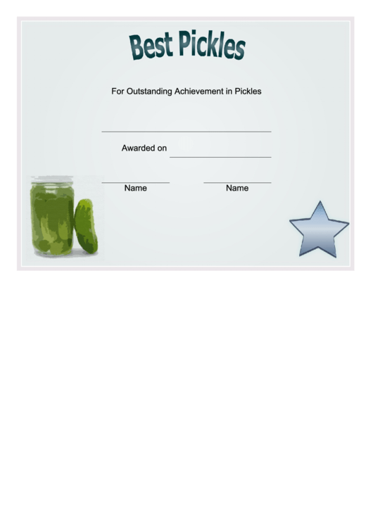 Best Pickles Certificate Printable pdf