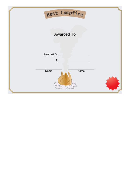 Campfire Best Certificate Printable pdf