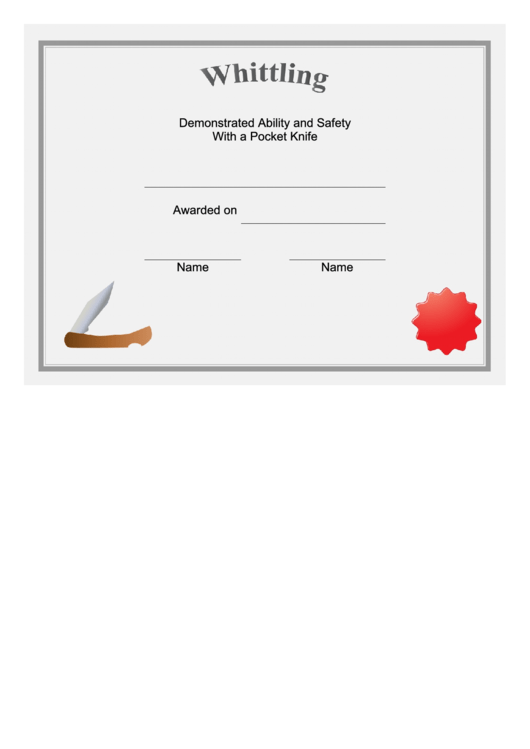 Pocket Knife Certificate Printable pdf