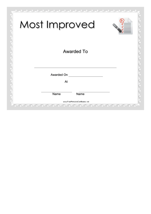 Most Improved Certificate Printable pdf