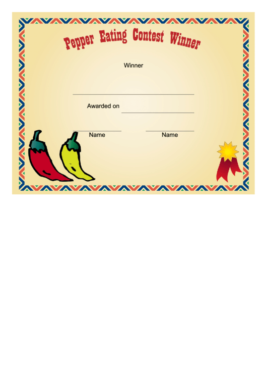 Pepper Eating Certificate printable pdf download