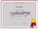 Car Show - 2nd Place Certificate