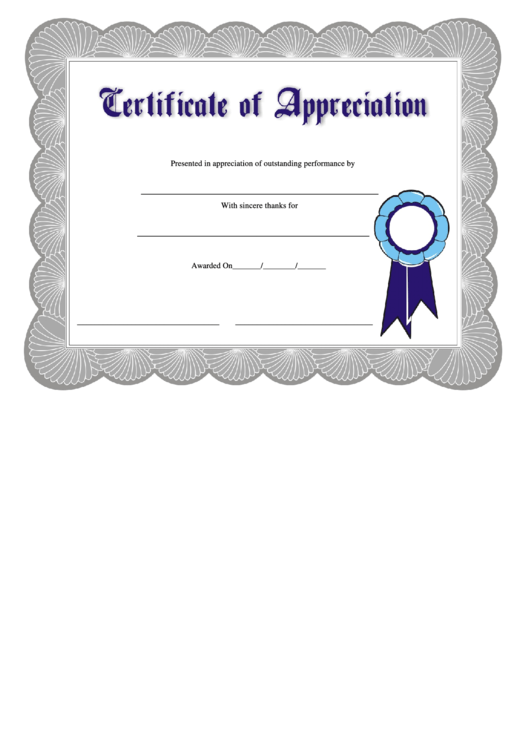 Silver Appreciation Certificate Template Printable pdf