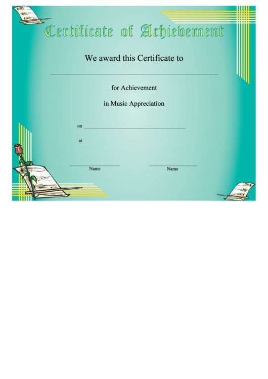 Certificate Of Achievement Teal printable pdf download