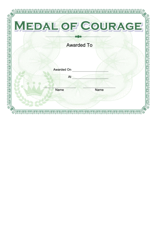 Certificate Of Courage Printable pdf