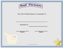 Cat Best Persian Certificate
