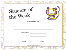 Student Of The Week Certificate