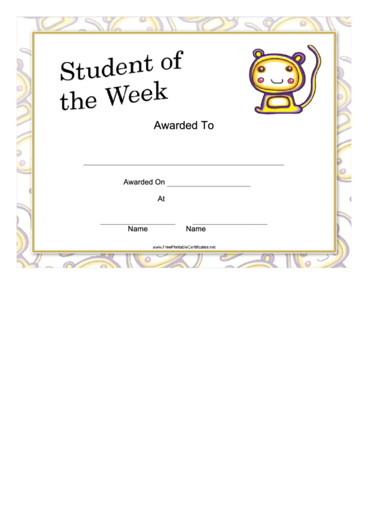 Student Of The Week Certificate