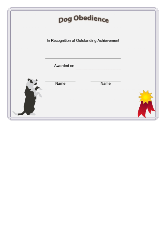 Dog Obedience Certificate