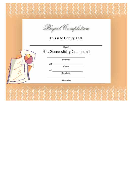 Project Completion Certificate Of Completion Template Printable pdf