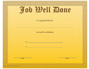 Job Well Done Certificate