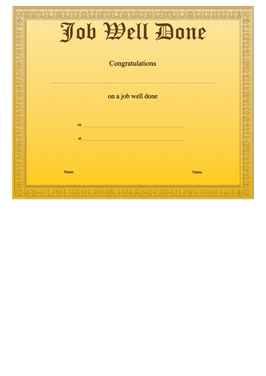 Job Well Done Certificate Printable pdf