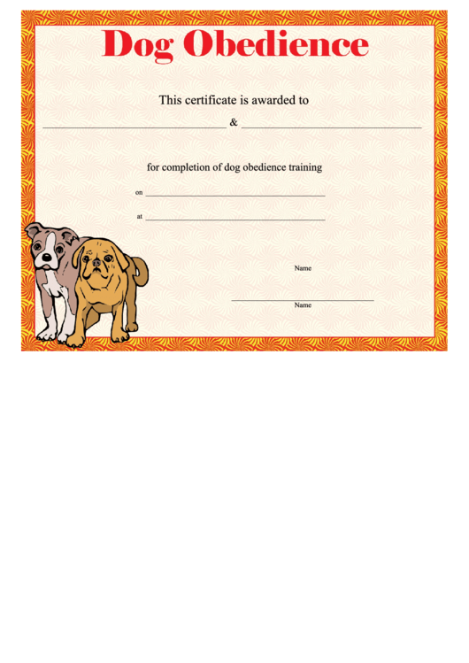 Dog Obedience Certificate Printable pdf